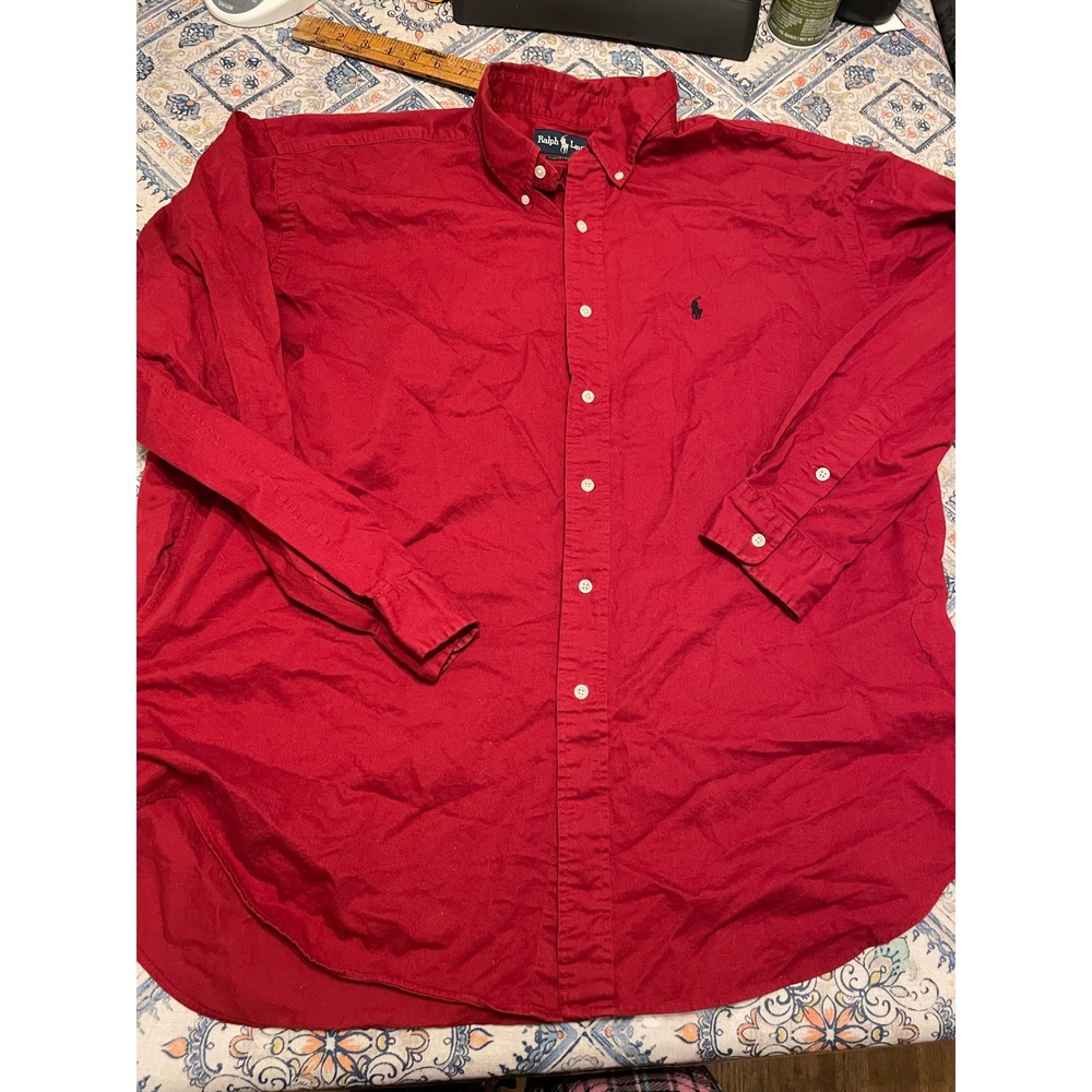 Polo Ralph Lauren Blake Shirt Mens XL Red Cotton Button Down Long Sleeve Pony